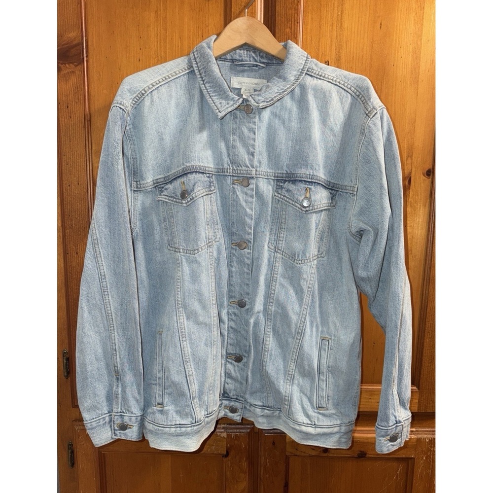 OuterKnown Denim Jacket Men's XL Blue Light Wash Jean Shirt Trucker Metal Button